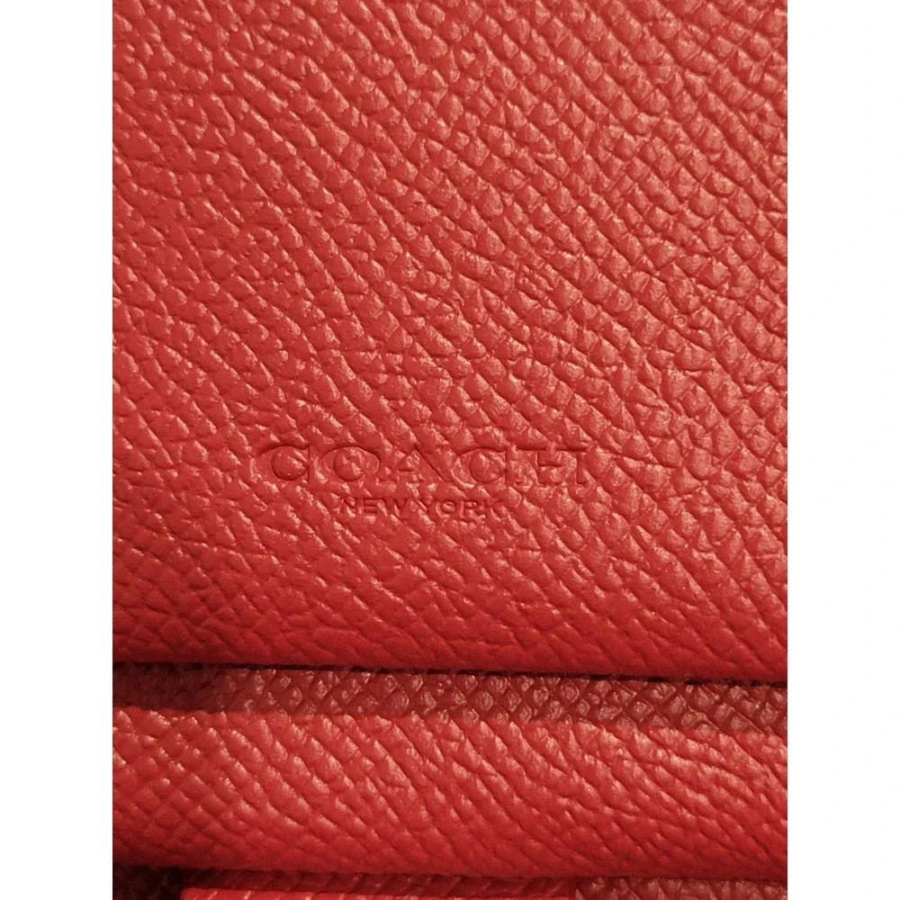 Coach Crossgrain Leather Double Zip Travel Wallet In Red New